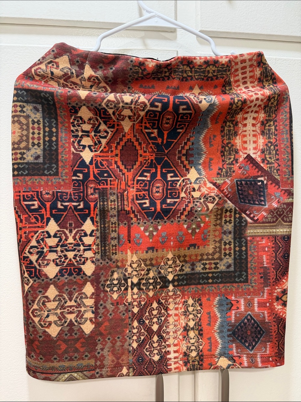 Gossip Red Multi Patchwork Pencil Skirt